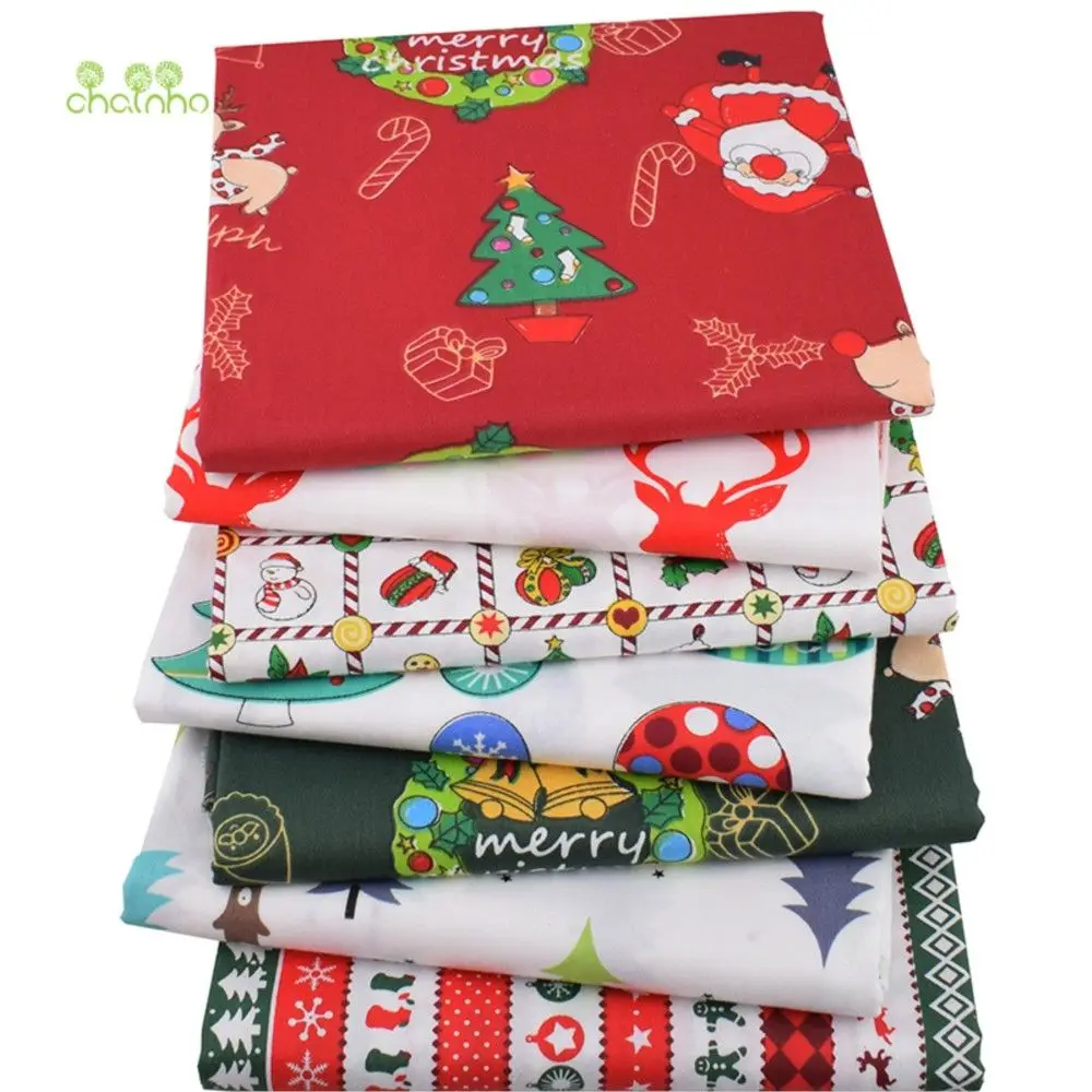 Chainho,Printed Twill Weave Cotton Fabric,Patchwork Cloth,DIY Sewing Quilting Material,Handmade Textile,Big Size,CC356-360