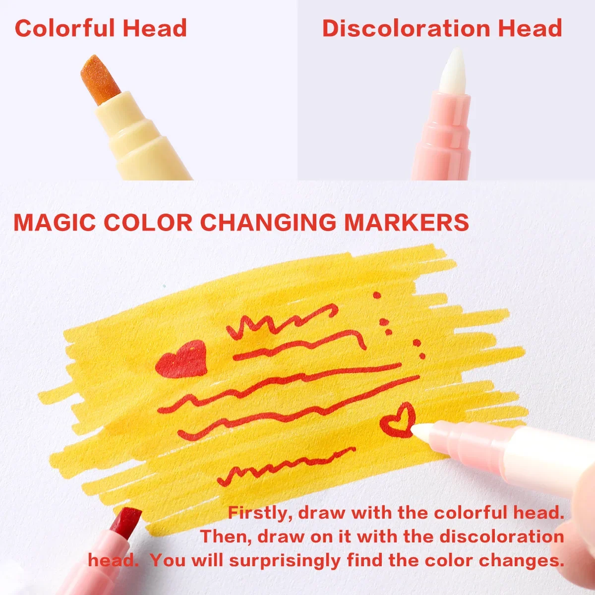 Double-ended Magic Color Changing Highlighter Pen Set 12pcs