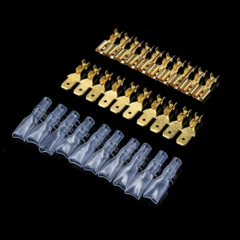 wire connectors 200PCS 2.8/4.8/6.3mm Female/Male Spade Terminals Crimp With Transparent Insulating Sleeves