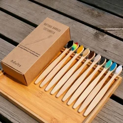 10 - Pack Eco - Friendly Bamboo Toothbrush Set with Soft Charcoal Bristles (10pcs)