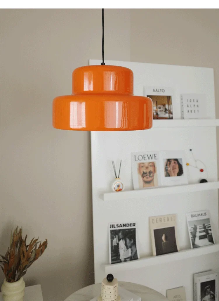Bauhaus Vintage Orange Chandeliers Medieval Restaurant LED Ceiling Lamp Nordic Retro Bedroom Decoration Study Pendant Lights