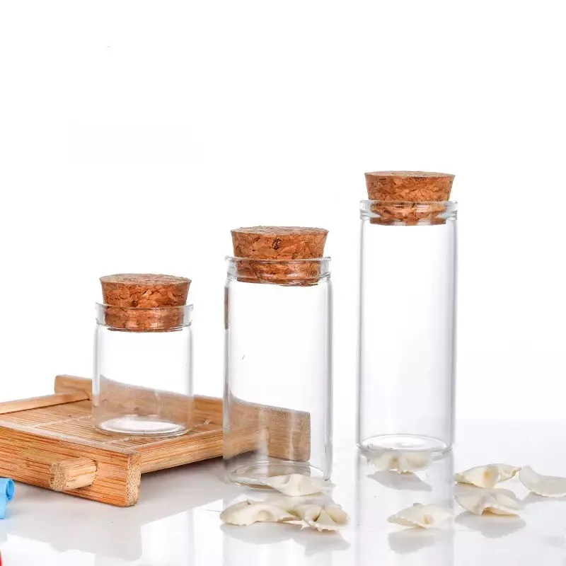 1X 5ml-14ml Mini Test Tube Glass Bottles with Cork Stopper Spice Sand Liquid Food Bottles Container Jars Vial DIY Craft Gift 3