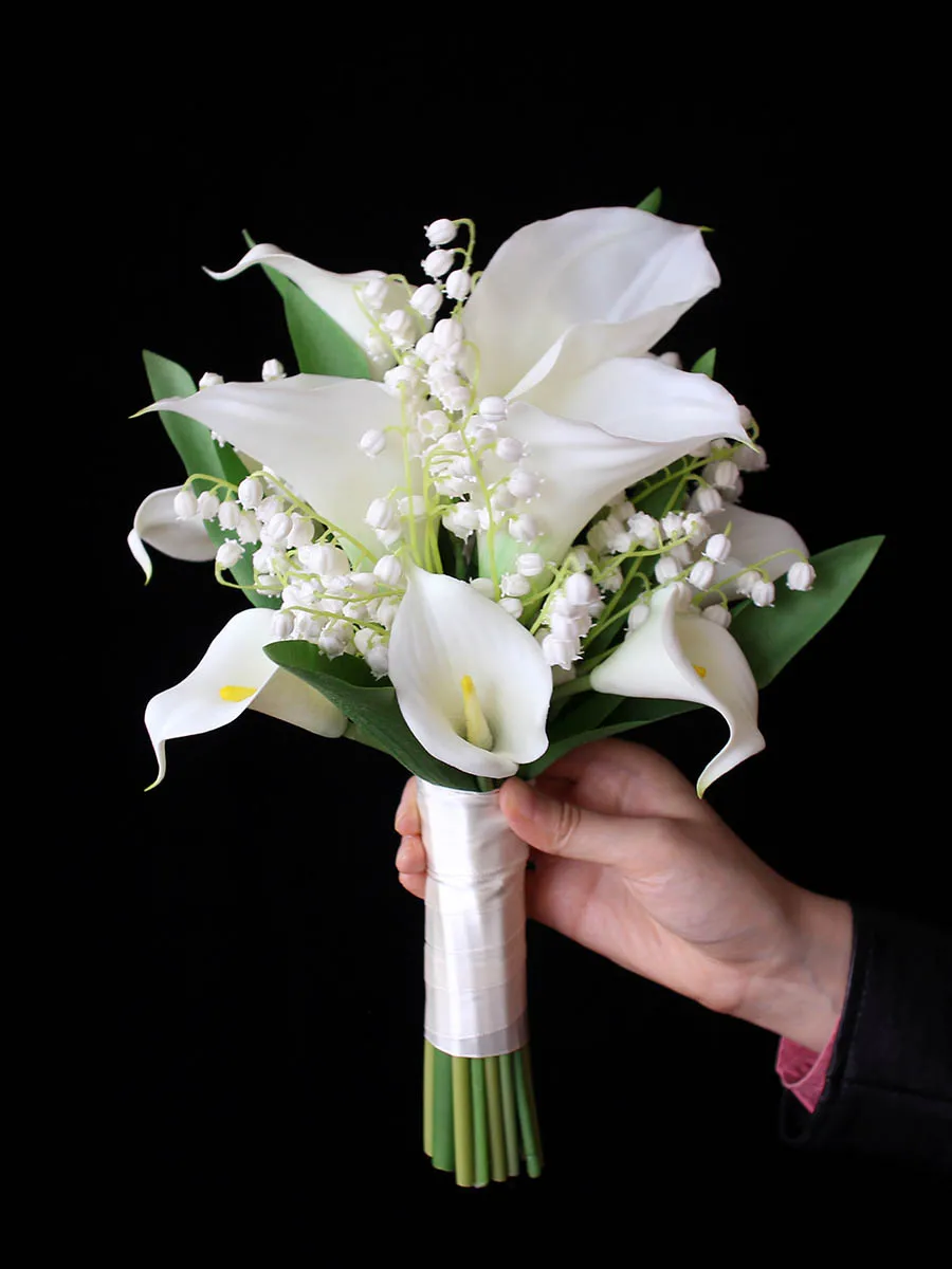 Whitney Collection Ivory Calla Lilies Wedding flowers bridal bouquets Plastic simulation Wedding Flower Ramos de Novias Boda