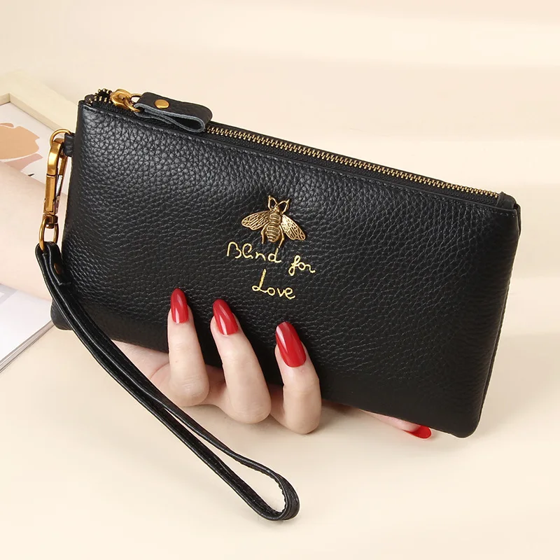 

Fashion Women Long Wallet Genuine Leather Lady Zipper Phone Pocket Credit Card Holder Female Purse Coin Money Bag Clutch