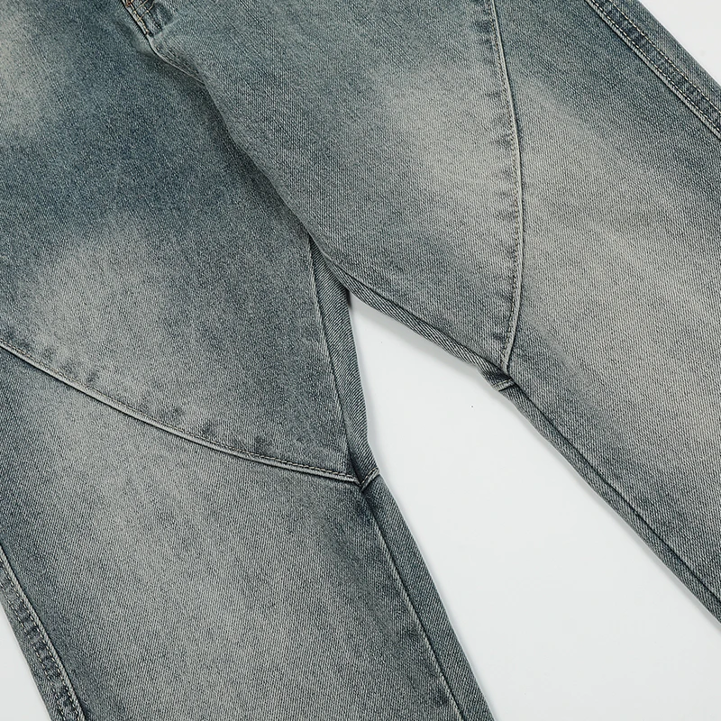 UPRAKF Spliced Jeans Pocket Black Streetwear Blue Denim Pants Casual High Street Fashion Trousers Washed Harajuku Button