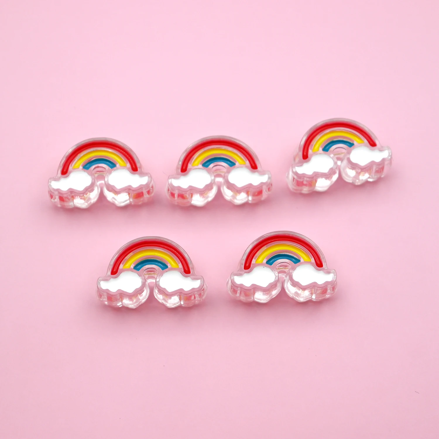 Rainbow Cloud Acrylic Beads for DIY Craft Accessories