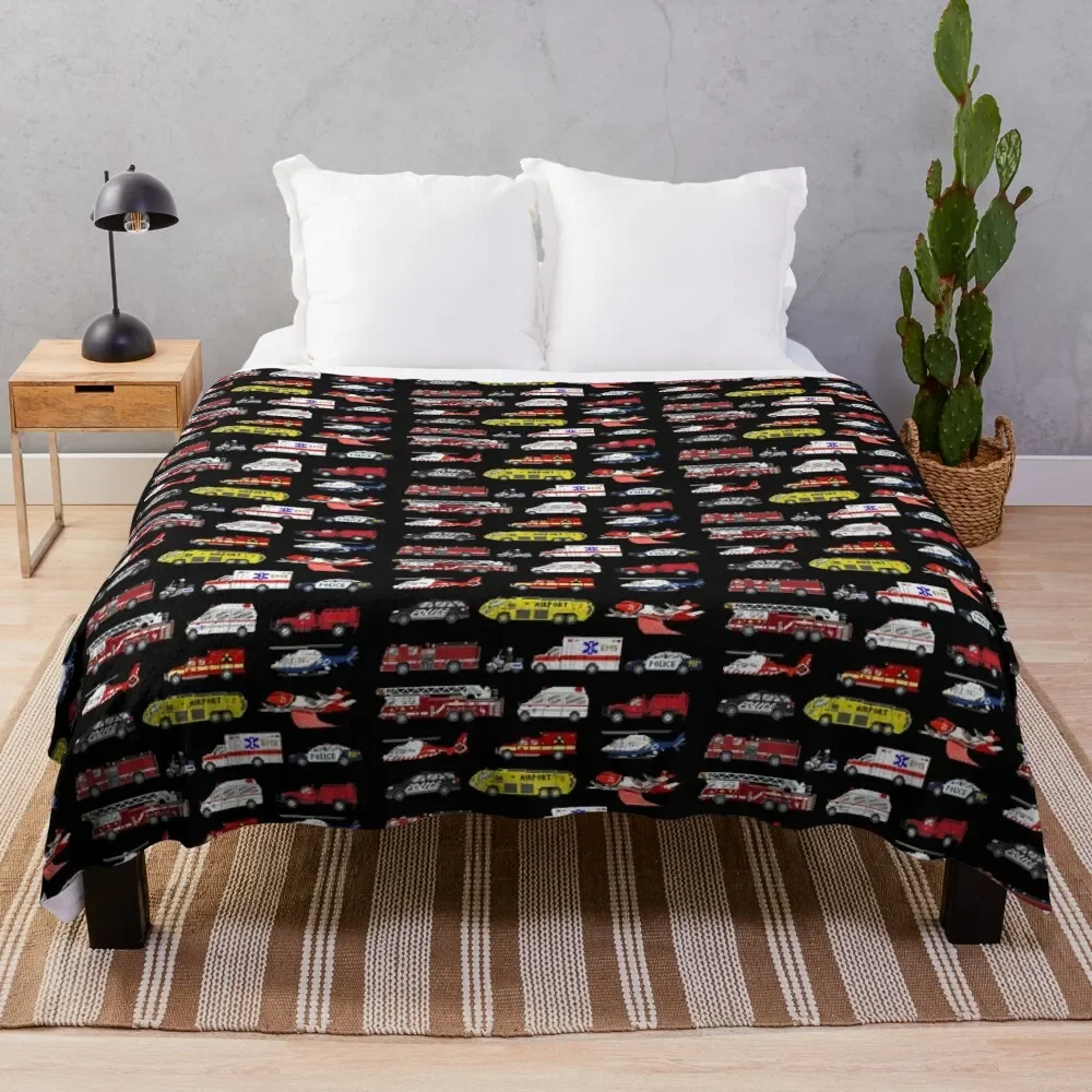 

Emergency Vehicles - The Kids' Picture Show Throw Blanket Furry Blankets For Bed Sofa Throw Blankets