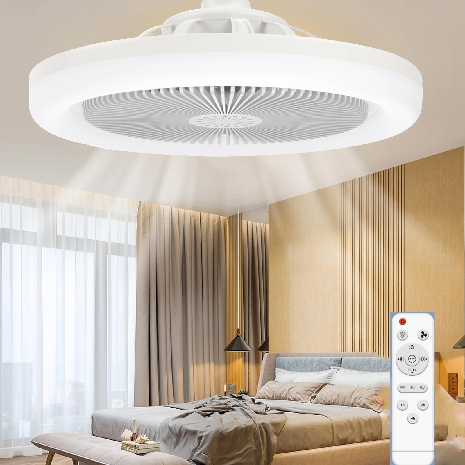 Smart 3-in-1 Ceiling Fan with Remote Control and 3-Speed E27 AC85-265V Lighting Base for Bedroom and Living Room Lighting 2