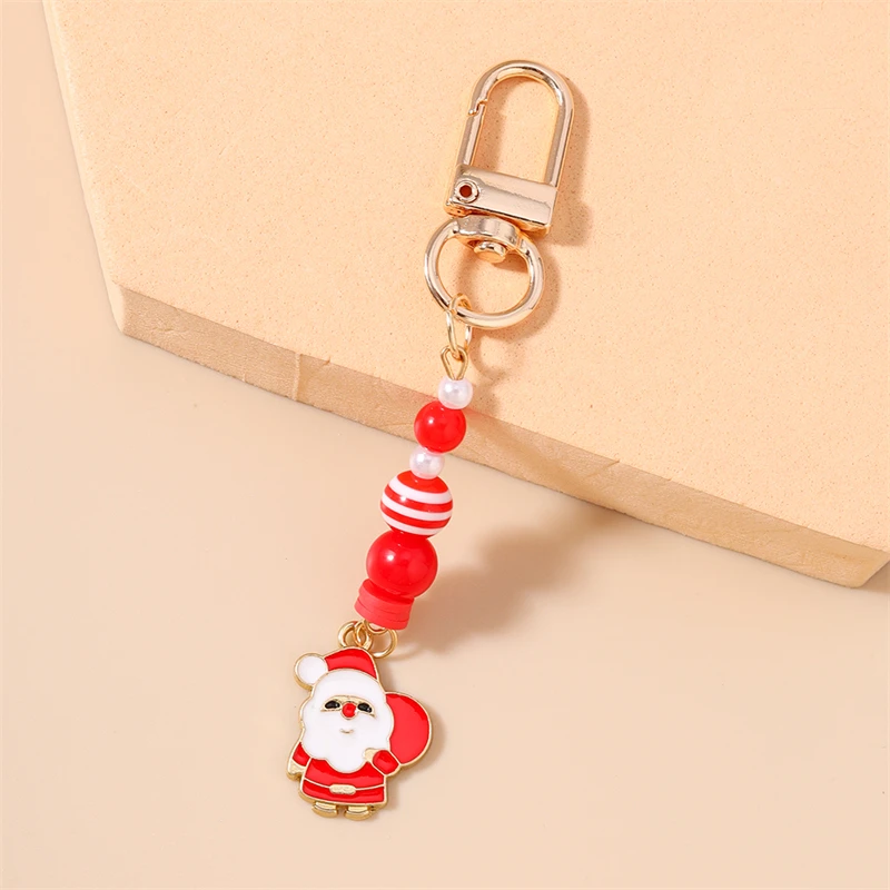 Niedliche Weihnachts-Schlüsselanhänger Emaille Weihnachtsmann Schneemann Anhänger Schlüsselringe für Frauen Männer Auto-Schlüssel Handtaschen-Schlüsselketten DIY Schmuck Geschenke – Detail 9