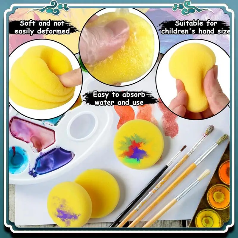 48 Pcs Yellow Round Painting Sponges Synthetic Artist Sponges For Painting, Ceramics, Pottery