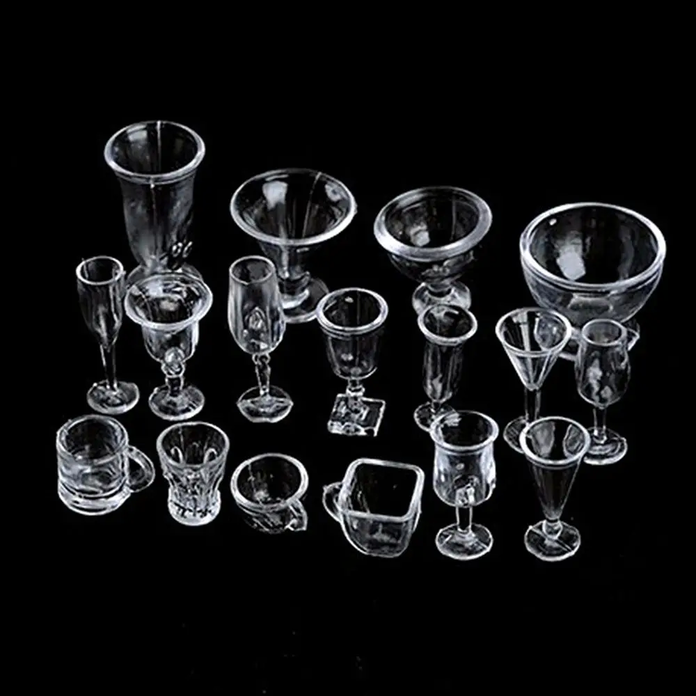 Miniatures Transparent Goblets Tableware Dollhouse Plate Dish Mini Cups Decor 3