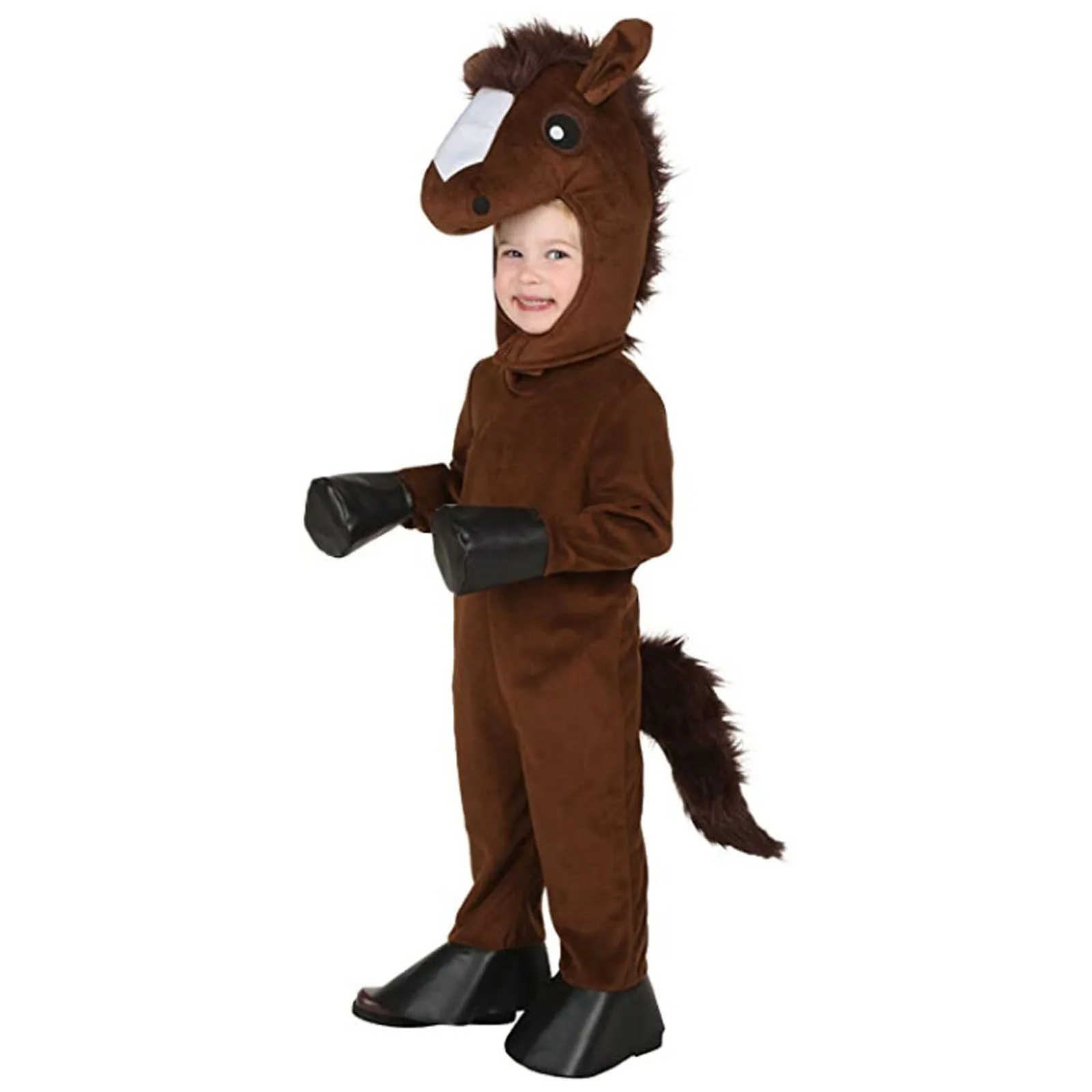 Baby Halloween Animal Costume Cartoon Horse Jumpsuit with Hat Set for Toddler Role-Playing Party Cosplay Outfit 3T-14T