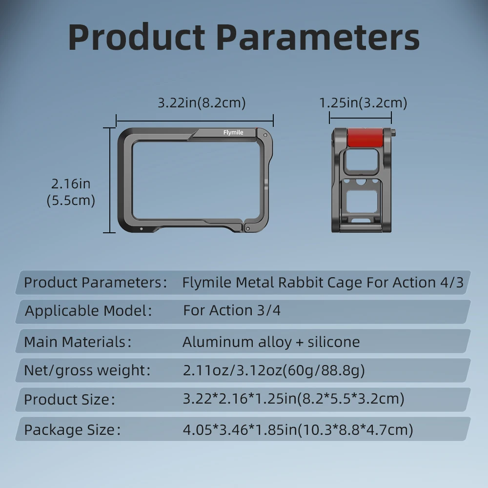 Flymile Metallkäfig für DJI Action 5 Pro/4/3-Rahmengehäuse, vollständig schützender Schnellverschluss mit Kaltschuh-Erweiterung, Kamerazubehör – Detail 9