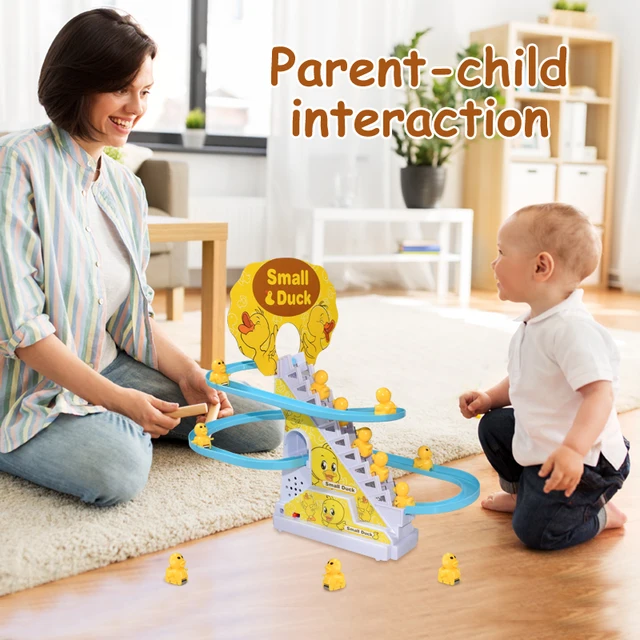 Kid Diy Small Duck Penguin Electronic Climbing Stairs Track Toy Light Musical Slide Track Coaster Toy Educational Fun Toys Gifts 3