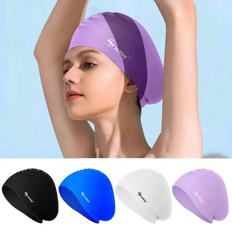 Silicone Swimming Caps Men Women Waterproof Swim Cap with Ear Protect Diving Bathing Hats for Long Short Hair Pool Supplies 2