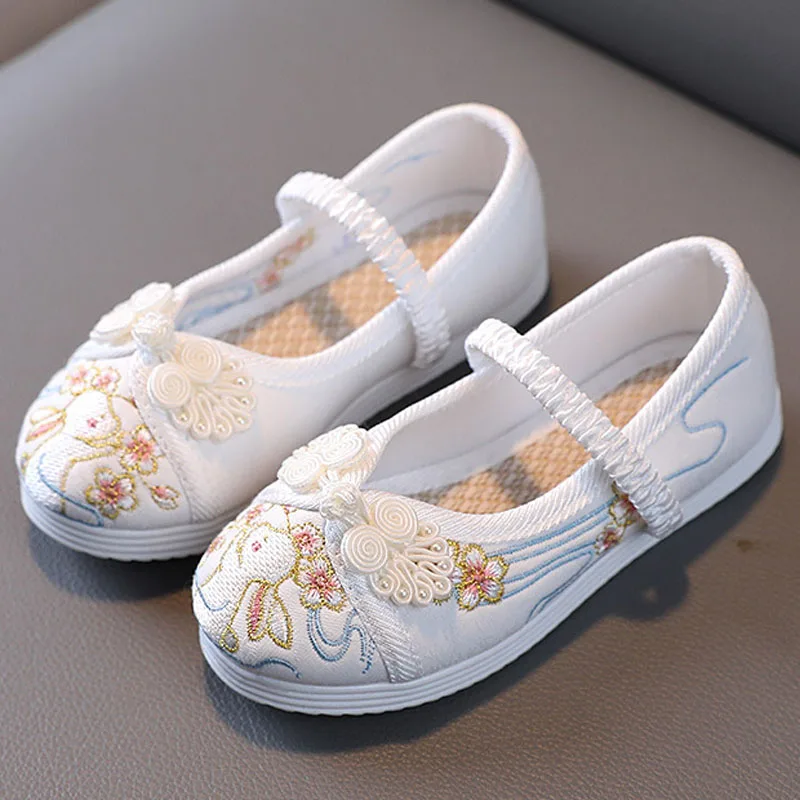 New Girls Flats Shoes Embroidery Cloth Kids Shoes For Girl Baby Girl Loafers Chinese Style Festival Party Princess Shoes CSH1436