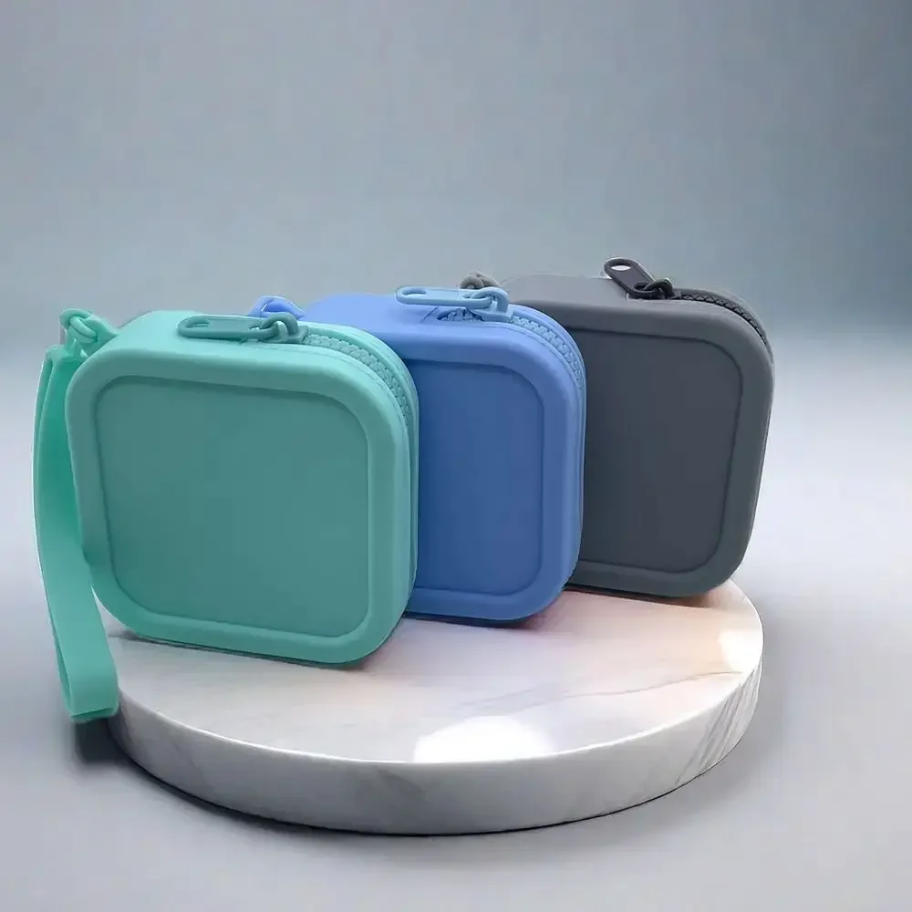 Waterproof Mini Zipper Square Coin Purse Silicone Travel Organizer Pouch Small Cosmetic Bag Earphone Bag coin purse coin wallet change bag women wallet card wallet cosmetic bag earbuds storage bag