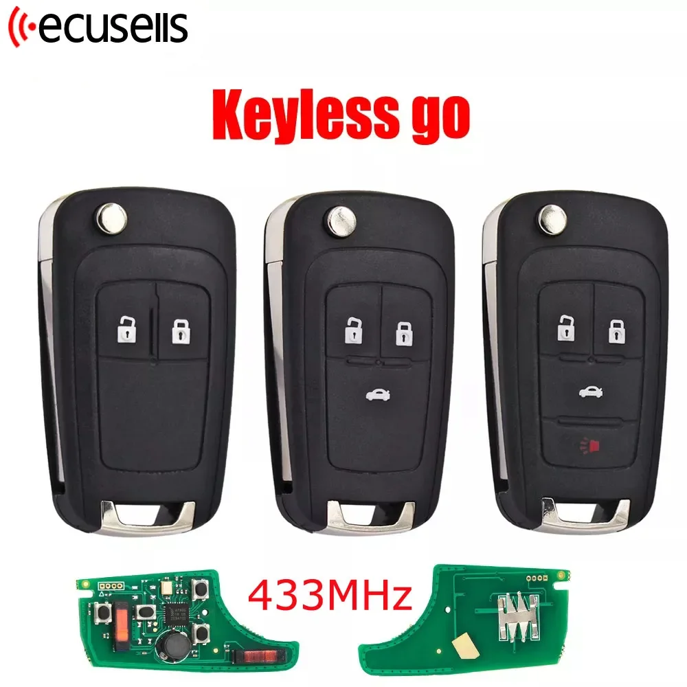 2/3/4 Buttons Keyless-go Folding Remote Key for Chevrolet 433MHz with ID46 Chip HU100 Balde (after market) car remote key car key