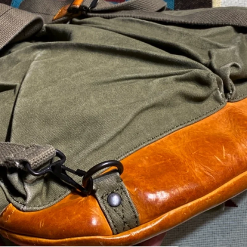 Reise Pendler Öl Wachs Leinwand Pilot Handtasche Rucksack Männer Frauen Outdoor Trekking Wandern Klettern Camping Reiten Rackpack – Detail 11