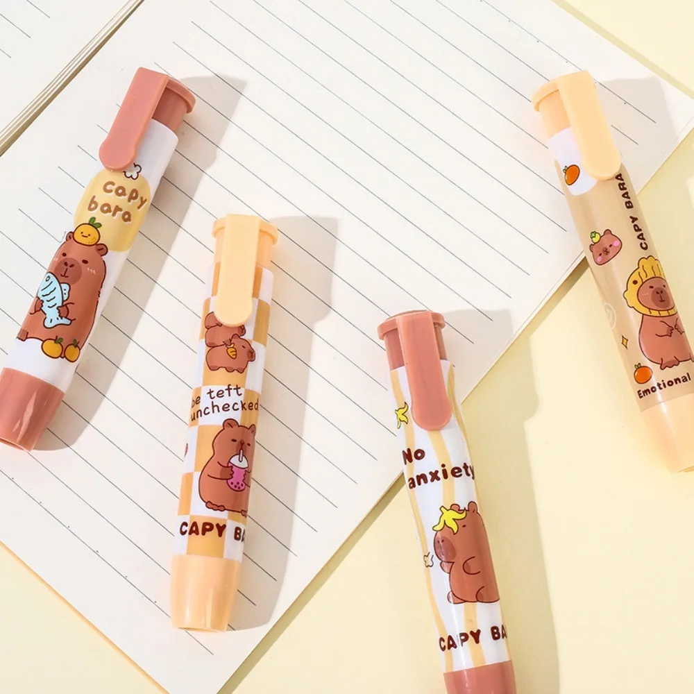 1PC Cartoon Retractable Capybara Eraser Clean Stationery Pressing Pencil Eraser Soft Mechanical School Supplies