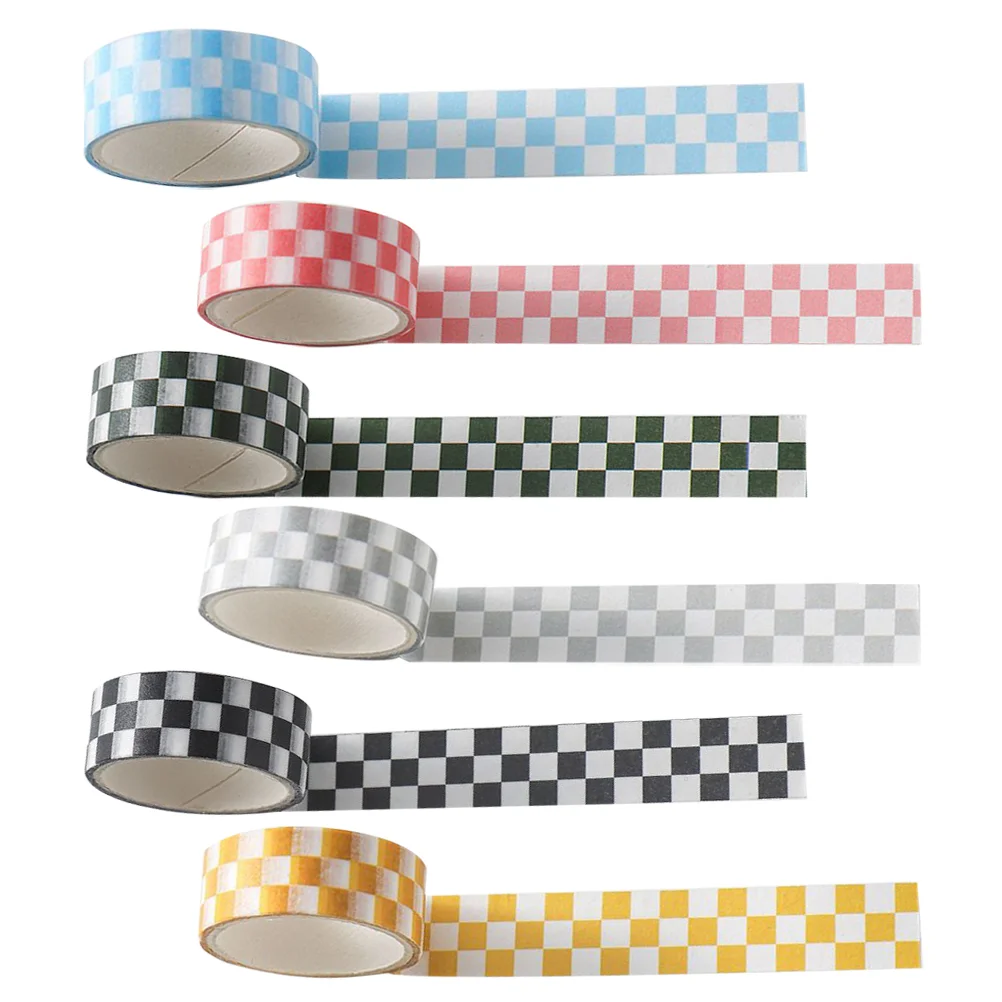 

6 Rolls of Grid Washi Tape Decorative Grid Washi Tape Scrapbooking Tape DIY Tape Colored Washi Tape