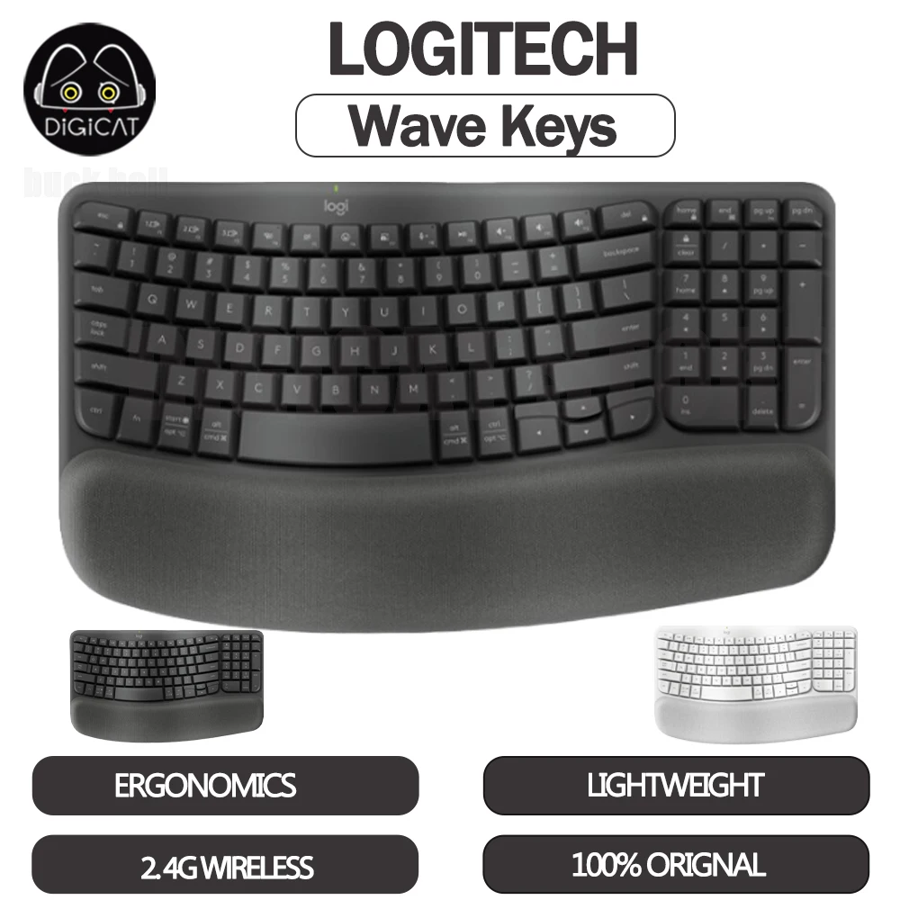 

Original Logitech Wave Keys Keyboard Wireless Bluetooth Logi Bolt Ergonomics With Wrist Rest Office Keyboards Macbook Ipad Gifts