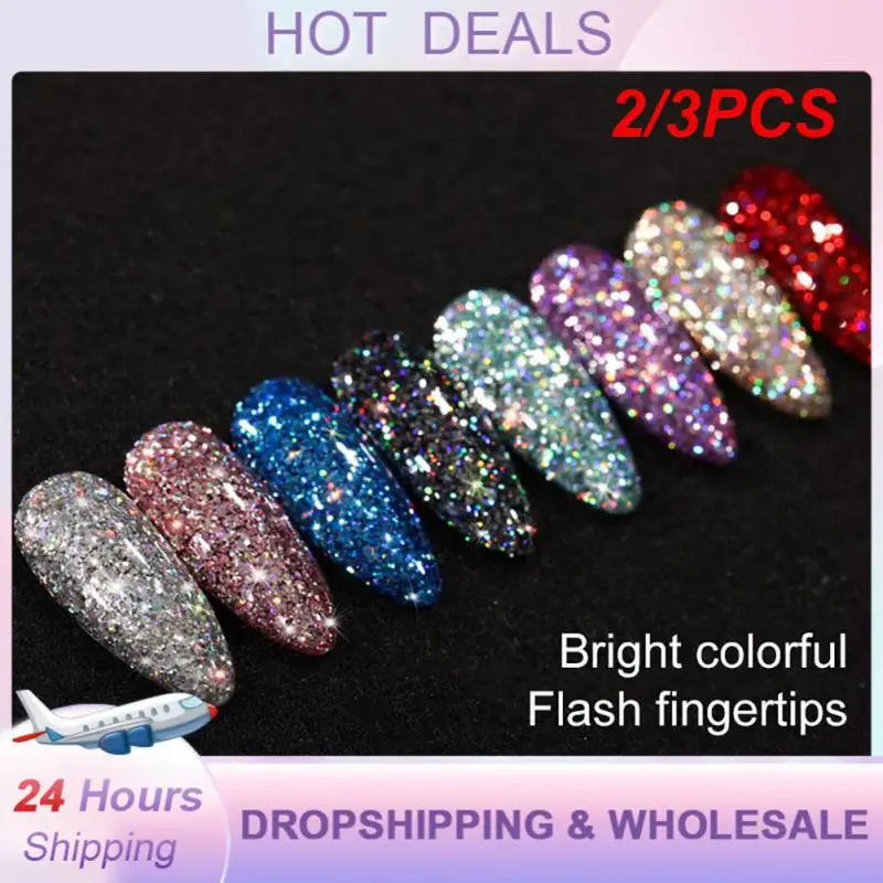 

2/3PCS Sequins Sparkly Glamorous Glitter Gel Polish For Manicure Sparkly Manicure Popular Nail Design Semi Permanent