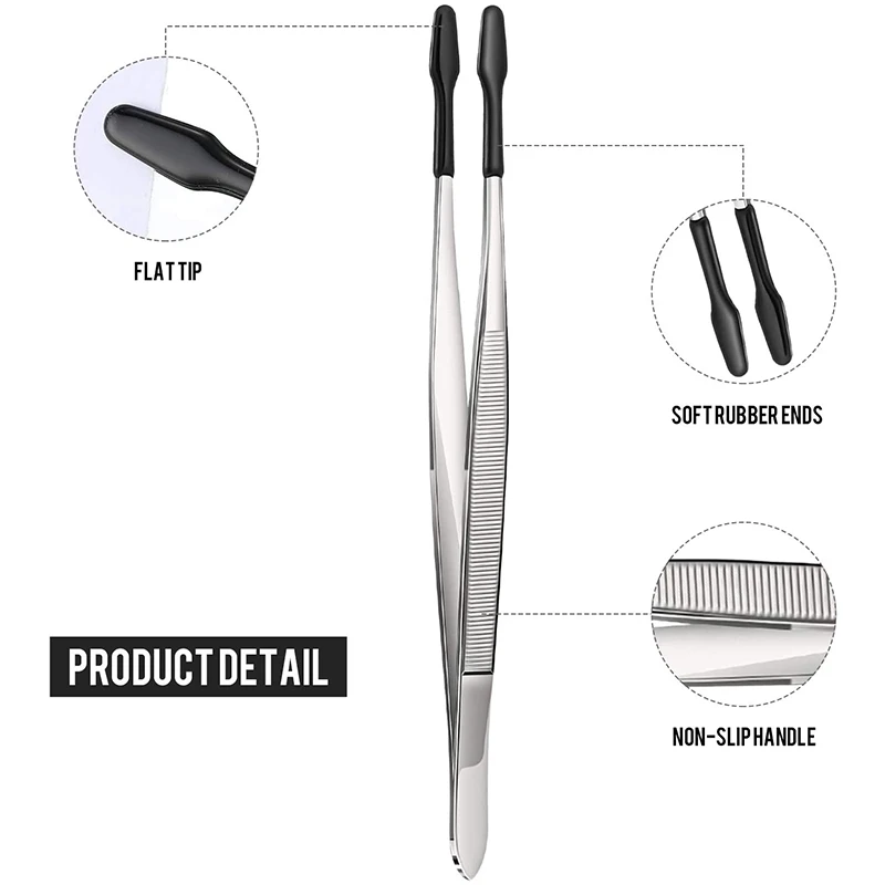 Rubber Tip Tweezers PVC Silicone Precision Tweezers Laboratory Industrial Hobby Craft Tool 2 Pieces
