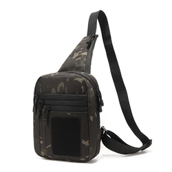 Tactical Crossbody Shoulder Bag with Gun Holster for Outdoor Hiking and Camping (Black Camouflage)