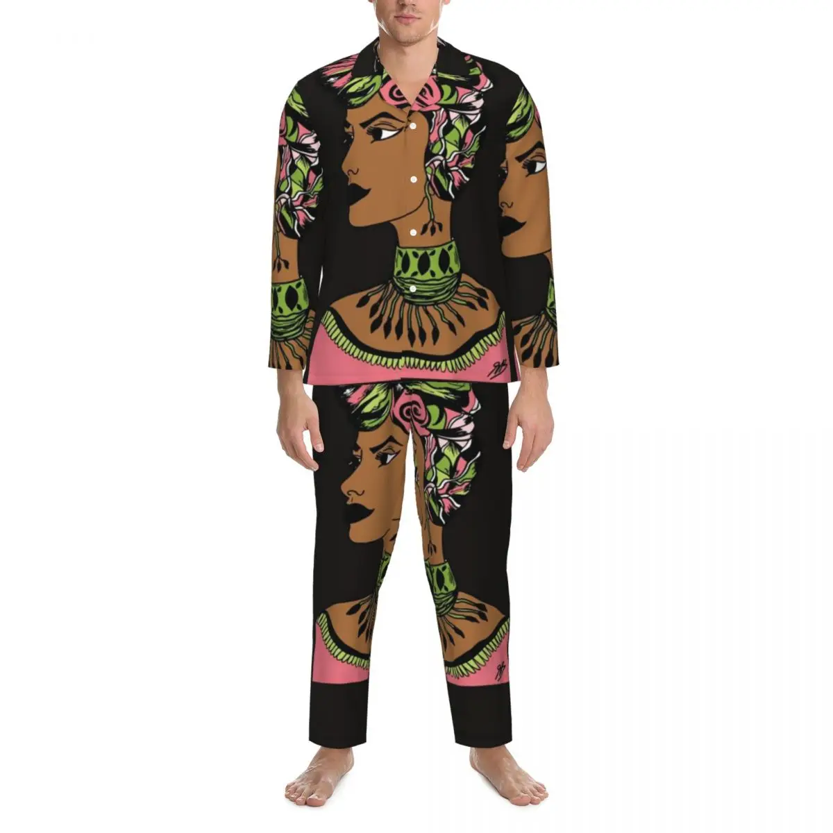 

Women Head Pajamas Man Wear Your Crown AKA Queen Romantic Home Sleepwear Autumn Two Piece Vintage Oversized Design Home Suit