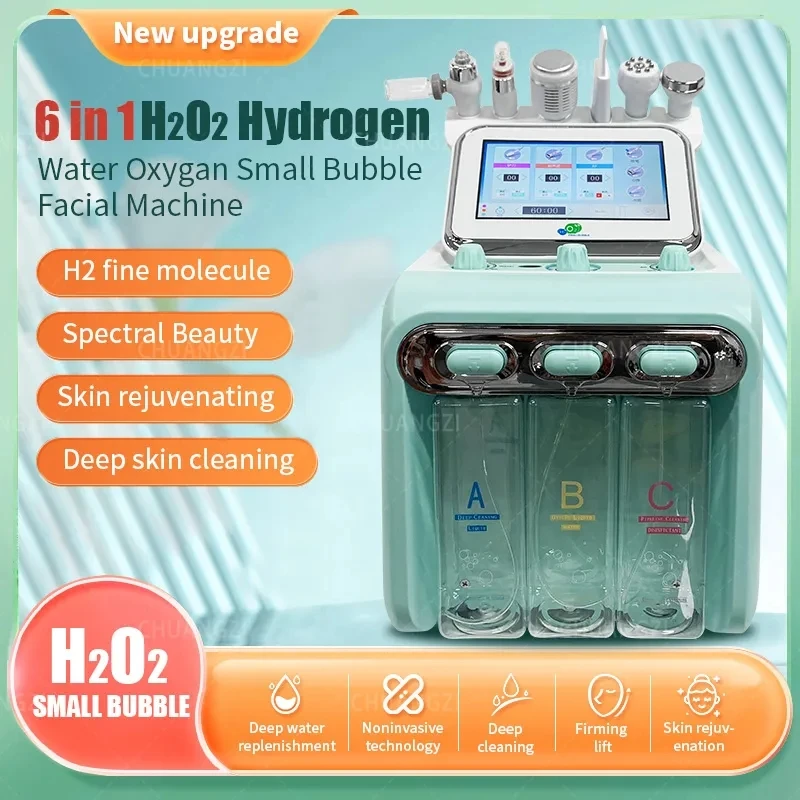 

6 in 1/ 7 in 1 Hydra Dermabrasion Beauty Machine H2o2 Small Bubble Peeling Cleansing Facial Care Machine