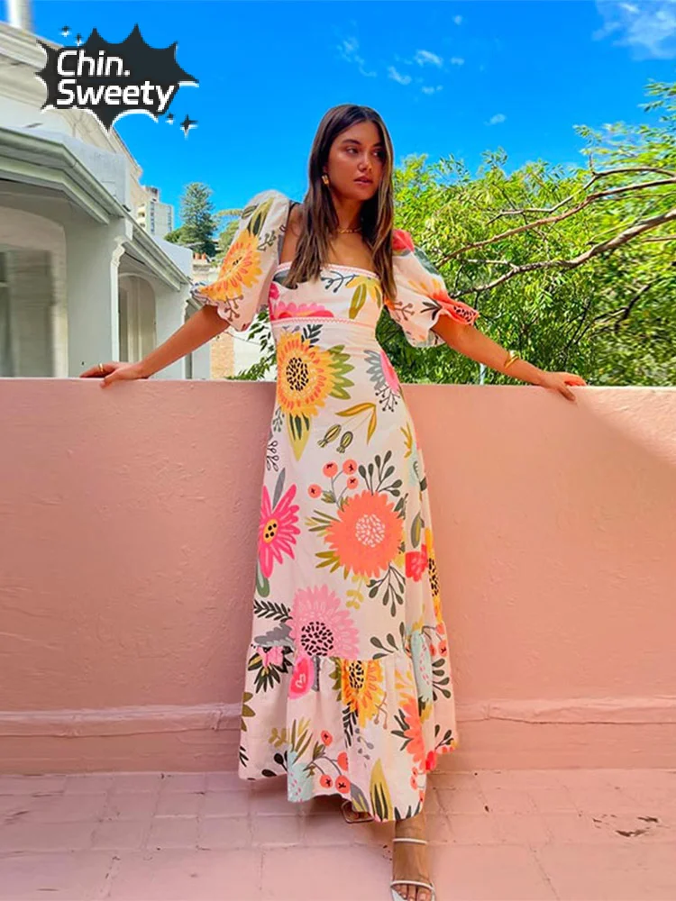 Vestido-acampanado-de-manga-acampanada-con-cuello-cuadrado-para-mujer ...