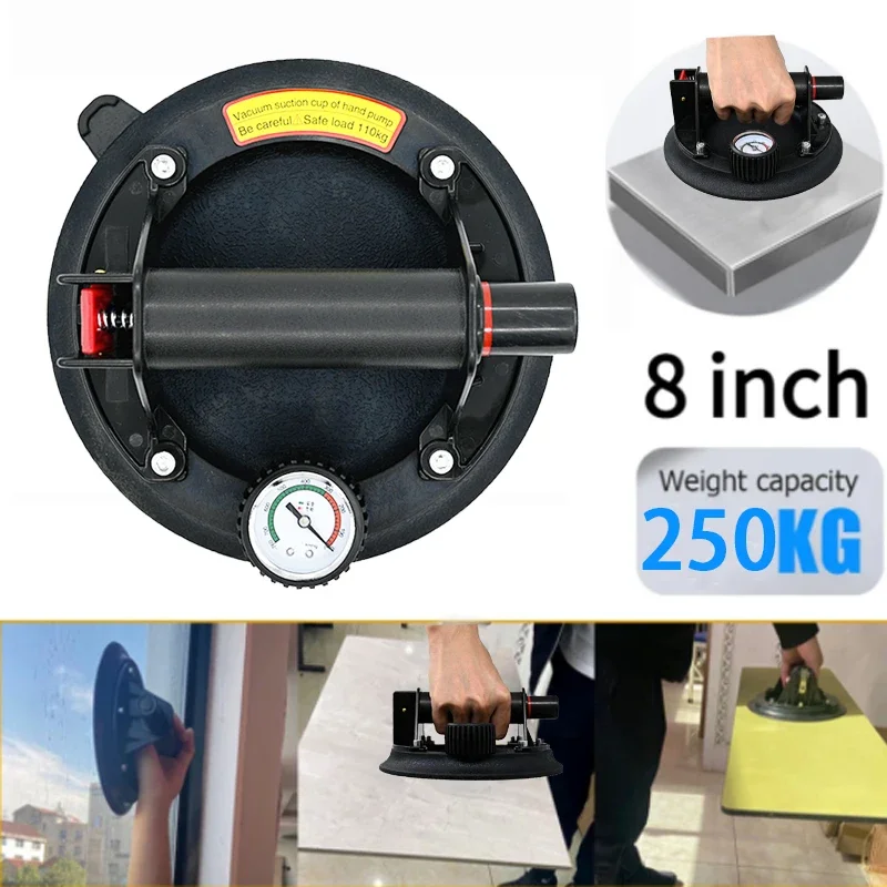 Vacuum Suction Cup 8 Inch 250KG Air Pump Powerful Heavy-Duty Hand Pump Sucker Lifted Magnets Handling Tools