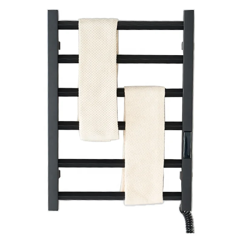 

Matte black stainless steel electric towel warmer indoor clothes towel laundry heated drying racks for bathroom