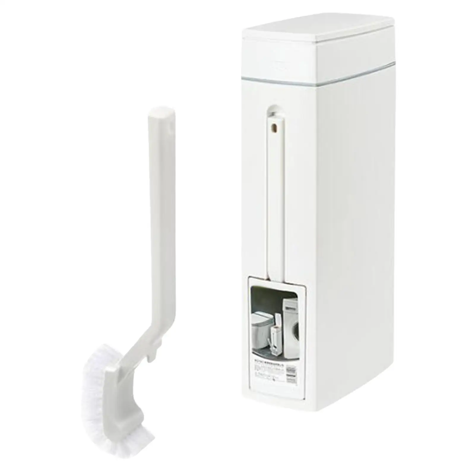Bathroom Bin with Toilet Brush Holder,Trash Can,White Portable Paper Basket,Slim Trash Can with Toilet Brush for Bathroom