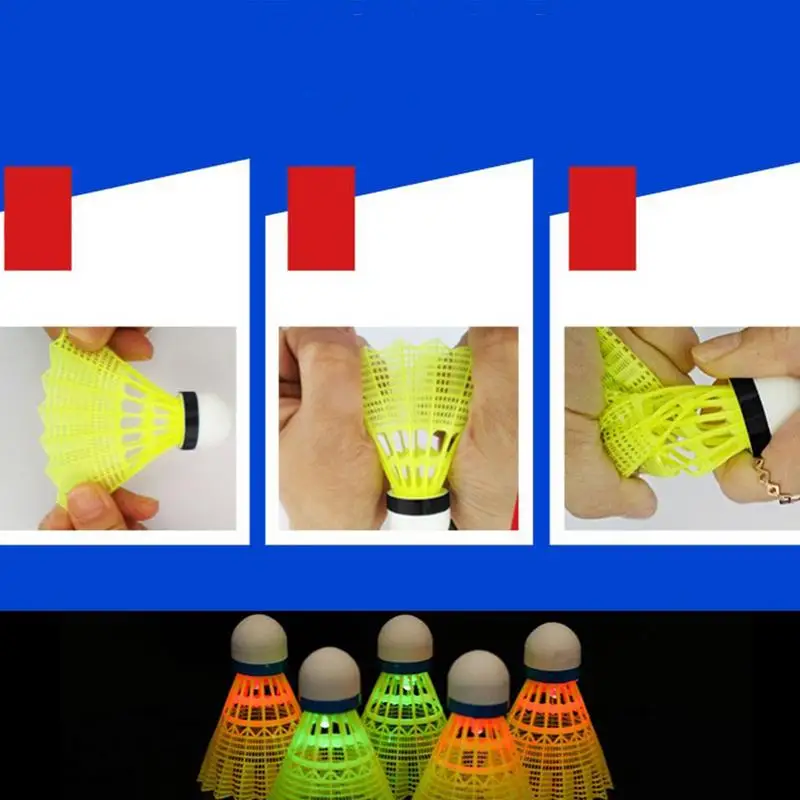 LED Badminton Shuttlecocks Cool Creative Glowing Nylon Badminton Colorful Night Lighting High elasticity 4pcs