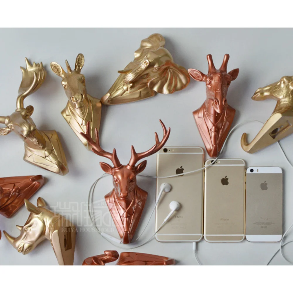 Nordijska Ustvarjalna Živalska Glava Dekoracija Kavelj Smola Jelenova Glava Stenska Dekoracija Stenska Viseča Ključ Stenska Viseča Kavelj za Oblačila_voghion.com