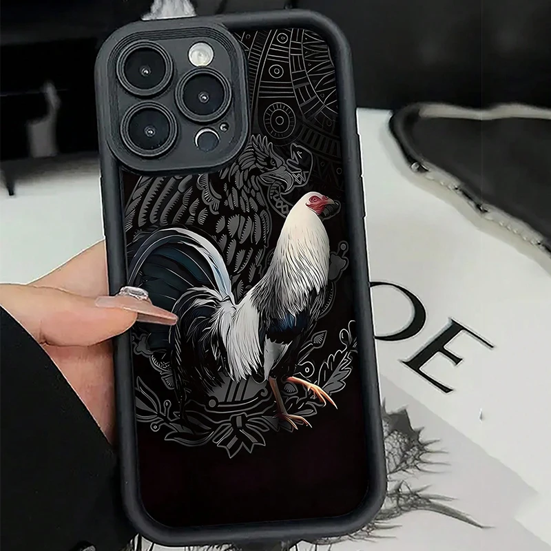 Artistic 2D Rooster & Eagle Graphic Print Phone Case