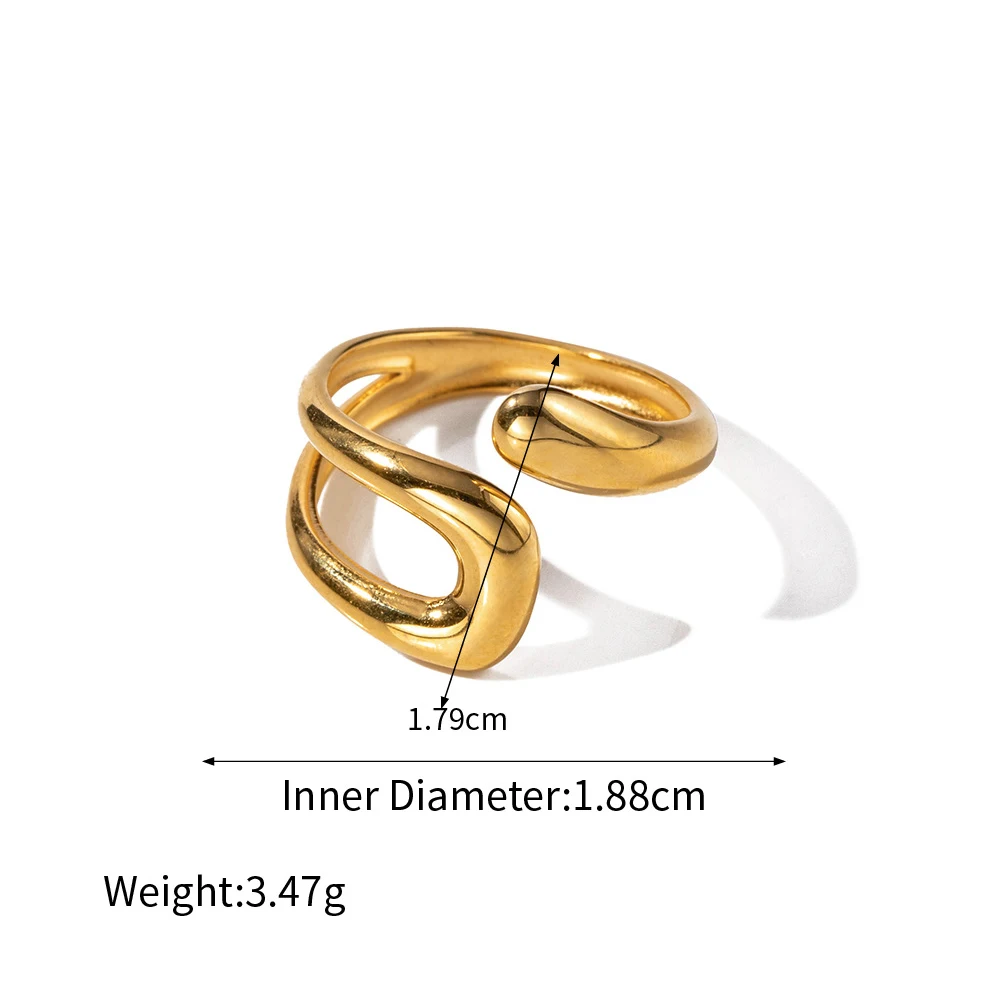 New Trendy Gold Color Metal Smooth Geometric Irregularity Rings for Women Creative Personality Wedding Ring Party Jewelry Gifts