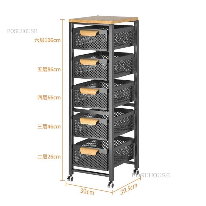 Multifunctional Kitchen Trolleys for Vegetable Fruit Kitchen Storage Trolley Cart Multi-layer Movable Storage Auxiliary Cart