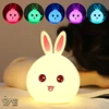 Clap Lamp Led Cute Rabbit Night Light Abs Silicone Usb Rechargeable Bedside Night Lamp Sensor For Kid Girl's Bedroom Decoration 1