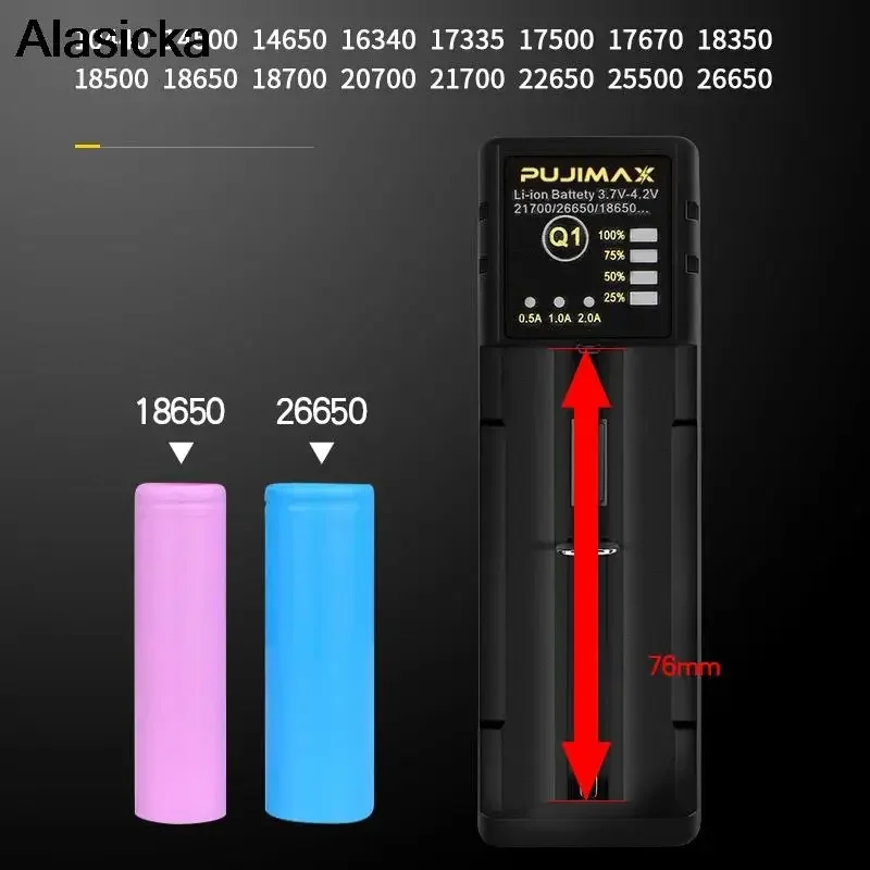 18650 batterijlader 4 sleuven, universele oplaadbare Li-ion batterijlader voor 3.7V oplaadbare batterij 18650 18350 17670 17500 16340 (RCR123) 14500, Ni-MH Ni-CD AA AAA-batterijen (geen batterij