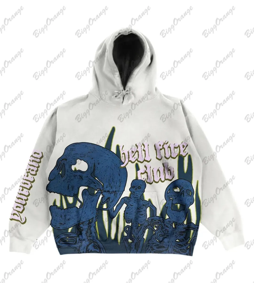 American running skeleton hooded sweater y2k male loose hip-hop versatile casual autumn and winter new coat female  hoodie