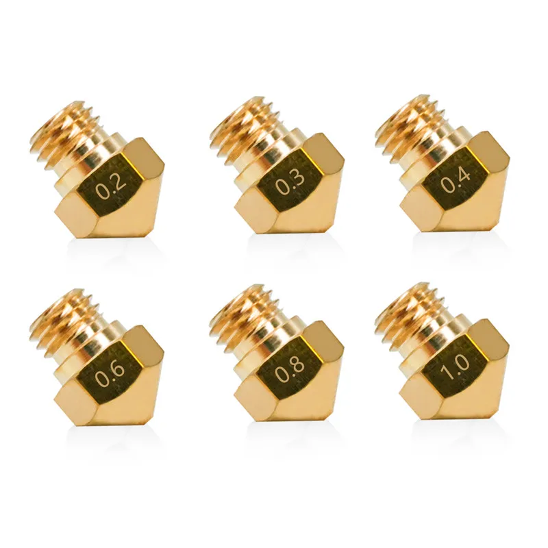 printer motor Nozzle Brass MK10 Nozzle 0.2mm 0.4mm 0.6mm 0.8mm 1.0mm Copper M7 Thread Nozzles For Extrusion Filament 3D Printers Parts 1.75mm the print head