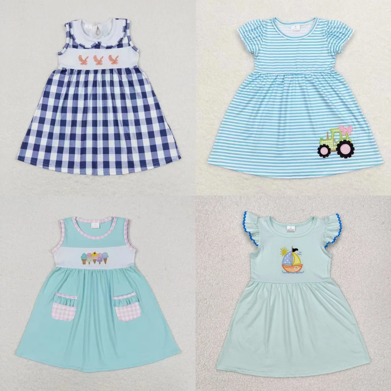 Toddler Infant Summer Baby Girl Embroidery Dress Boutique Kids Children Knee Length Clothing
