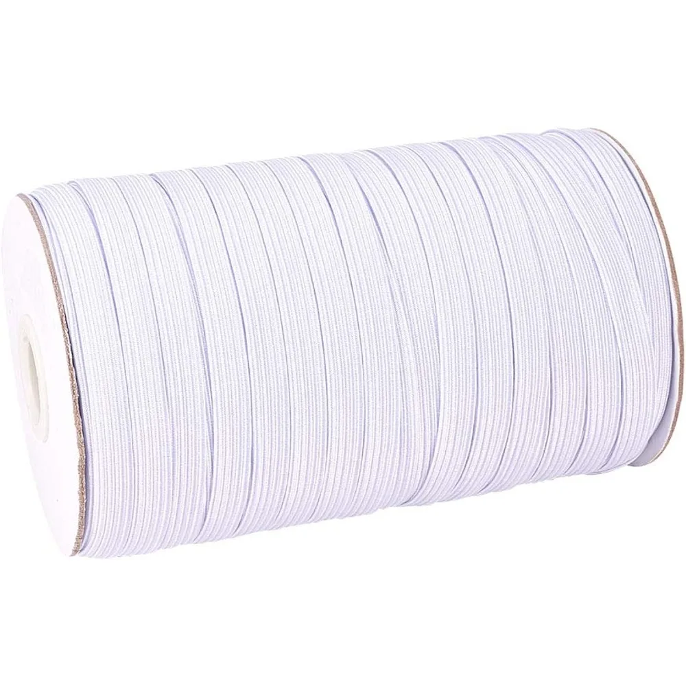 

100 Yards 3/8"(8mm) Width Polyester Rubber Braided Flat Elastic Stretch Band Cord Ribbon for Headbands Sewing Clothes Waistbands