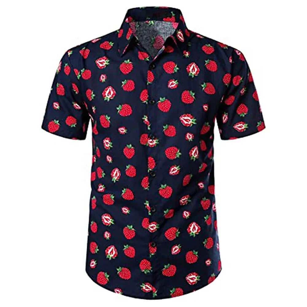 Men's Short Sleeved Shirt, Hawaiian Shirt, Fruit, watermelon, Banana Pattern Print, Street Casual, Printed Button Down Jacket