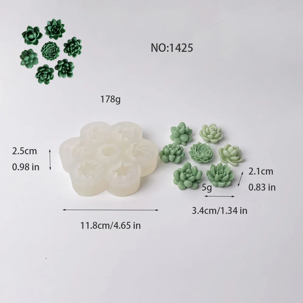 Aromatherapy Candle Mold Seven-hole Flower-shaped Succulent Three-dimensional Gypsum Handmade Silicone