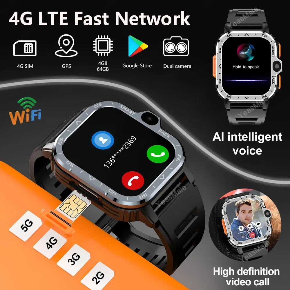 PGD SmartWatch 4G LTE GPS Wifi SIM ī NFC  ī޶ ߰ 16/64G ROM  Google Play ɹڼ ȵ̵ Ʈ ð 