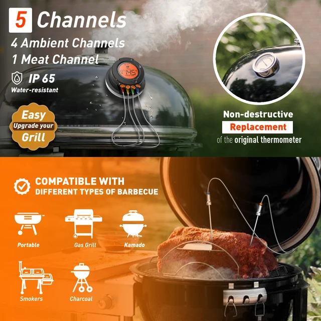 Élelmiszer -Főzés Bluetooth Vezeték Nélküli Bbq Távoli Hőmérő Szondák Intelligens Digitális -Barbecue Ingyenes Alkalmazásvezérlés - Image 2